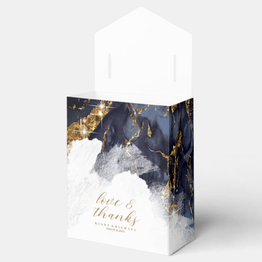 Marmer Glitter Bruiloft Navyblauw Goud ID644 Bedankdoosjes (Geopend)