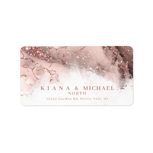 Marmer Glitter Bruiloft Roze Goud ID644 Etiket (Voorkant)