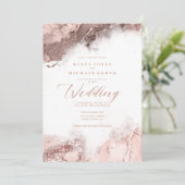 Marmer Glitter Bruiloft Roze Goud ID644 Kaart (Staand voorkant)