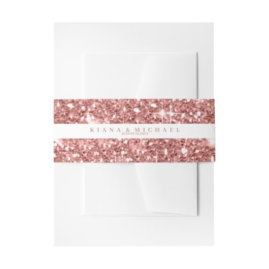 Marmer Glitter Bruiloft Roze Goud V3 ID644 Uitnodigingen Wikkel (Voorkant Voorbeeld)