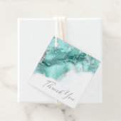 Marmer Glitter Bruiloft Teal Zilver ID644 Bedankjes Labels (In situ)