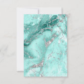 Marmer Glitter Bruiloft Turquoise Zilver ID644 Kaart (Achterkant)