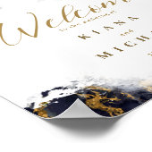 Marmer Glitter Bruiloft Welkom Navy Blauw Goud ID6 Poster (Hoek)