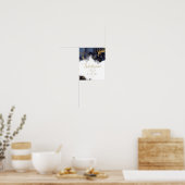 Marmer Glitter Bruiloft Welkom Navy Blauw Goud ID6 Poster (Keuken)