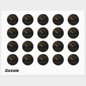 Marmer Glitter Bruiloft Zwart Goud ID644 Ronde Sticker (Vel)