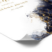 Marmer Glitter Bruiloftsborrel Navy Blauwe Goud ID Poster (Hoek)