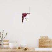 Marmer Glitter Bruiloftsgasten Burgundy Goud ID644 Poster (Keuken)