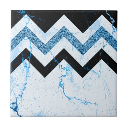 Marmer & Glitter Chevron Tegeltje (Voorkant)