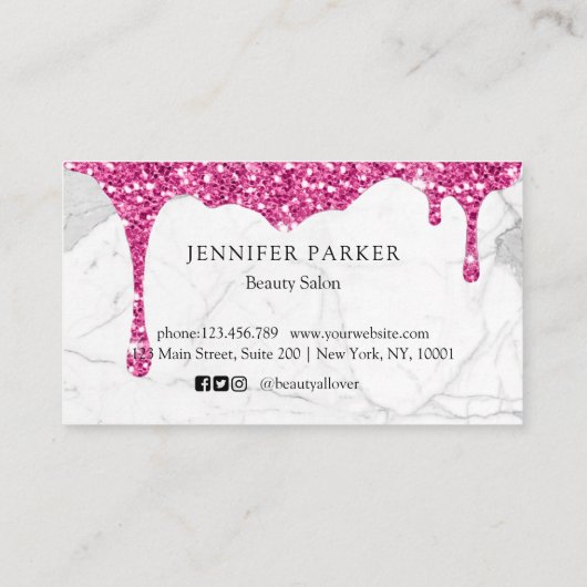 Marmer & Glitter Drop Salon & Spa Loyalty Visitekaartje (Achterkant)