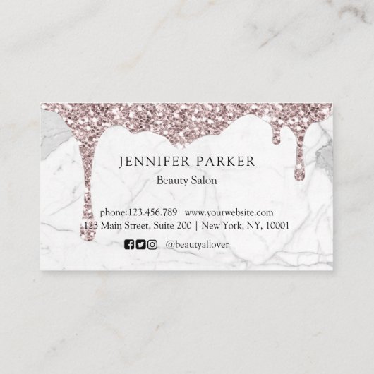 Marmer & Glitter Drop Salon & Spa Loyalty Visitekaartje (Achterkant)
