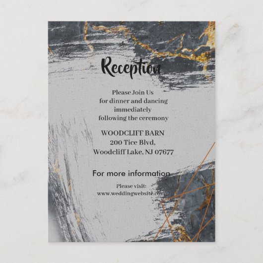 Marmer Glitter Geometrische ontvangstkaart Aankondigingskaart (Voorkant)