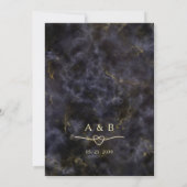 Marmer Glitter Goud Zwart Bruiloft Kaart (Achterkant)