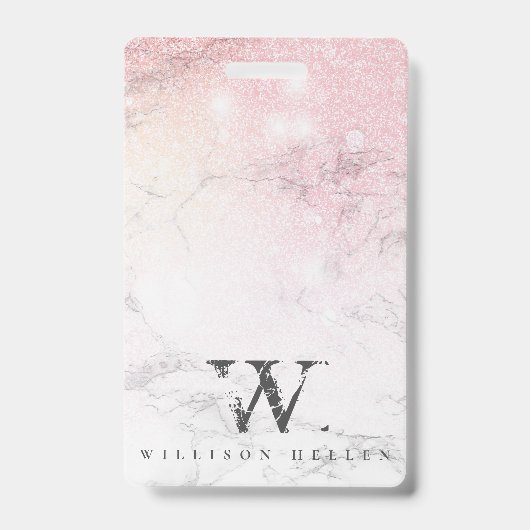 Marmer Glitter Luxe monogram Badge (Voorzijde)