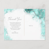 Marmer Glitters Bedankt Teal Zilver ID644 Aankondigingskaart (Achterkant)