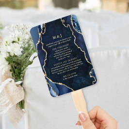 Marmer & Gold Agate Wedding Program Hand Fan Handwaaier
