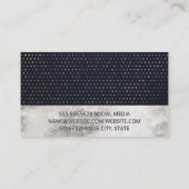 Marmer | Gold Dot Pattern | Luxe Dark Blue Visitekaartje (Achterkant)