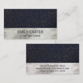 Marmer | Gold Dot Pattern | Luxe Dark Blue Visitekaartje (Voorkant / Achterkant)