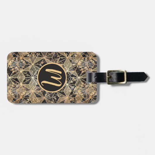 Marmer & Gold Geometric Pattern Bagagelabel (Voorkant horizontaal)