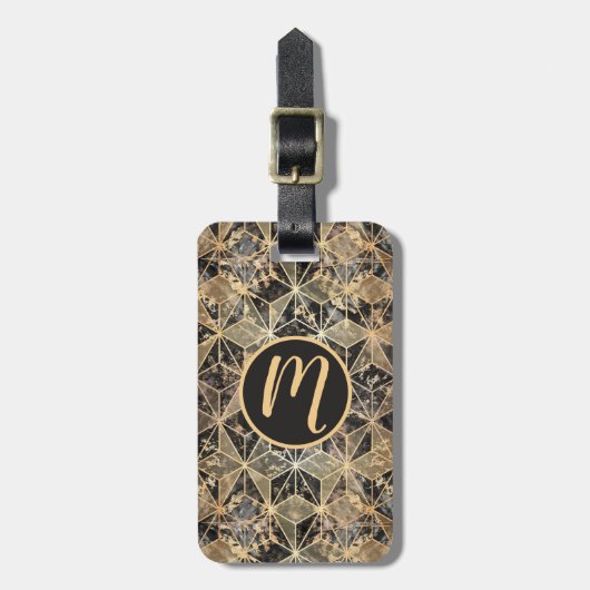 Marmer & Gold Geometric Pattern Bagagelabel (Voorkant verticaal)