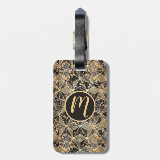 Marmer & Gold Geometric Pattern Bagagelabel (Achterkant verticaal)