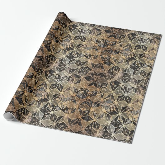 Marmer & Gold Geometric Pattern Cadeaupapier (Uitgerold)