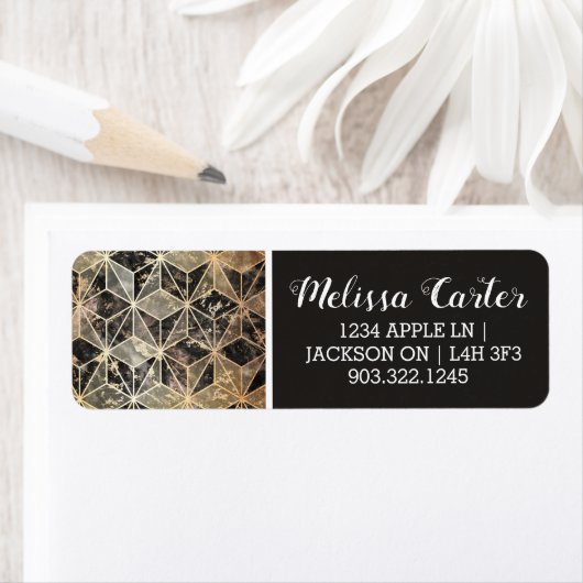 Marmer & Gold Geometric Pattern Etiket (Insitu)