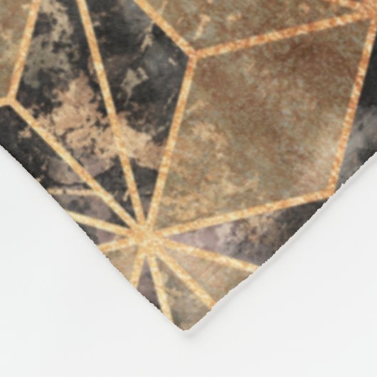 Marmer & Gold Geometric Pattern Fleece Deken (Hoek)