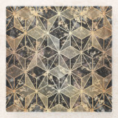 Marmer & Gold Geometric Pattern Glazen Onderzetter (Voorkant)