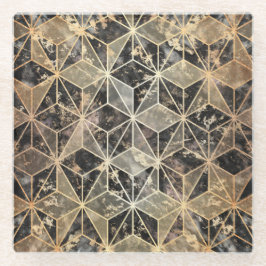 Marmer & Gold Geometric Pattern Glazen Onderzetter