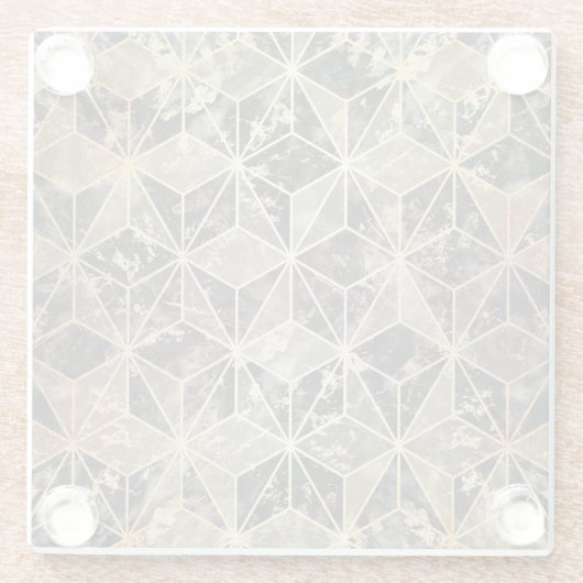 Marmer & Gold Geometric Pattern Glazen Onderzetter (Achterkant)