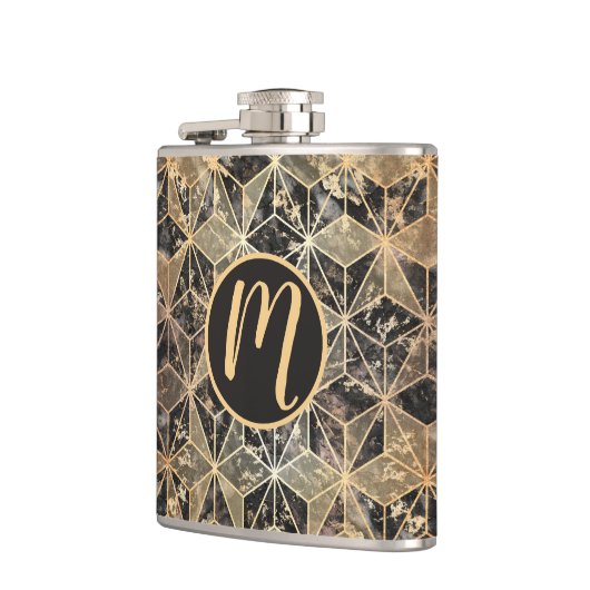 Marmer & Gold Geometric Pattern Heupfles (Links)