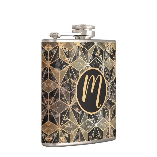 Marmer & Gold Geometric Pattern Heupfles (Rechts)