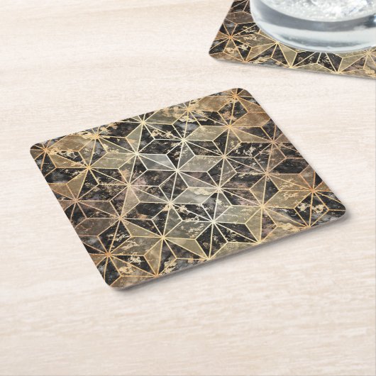 Marmer & Gold Geometric Pattern Kartonnen Onderzetters (Schuin)