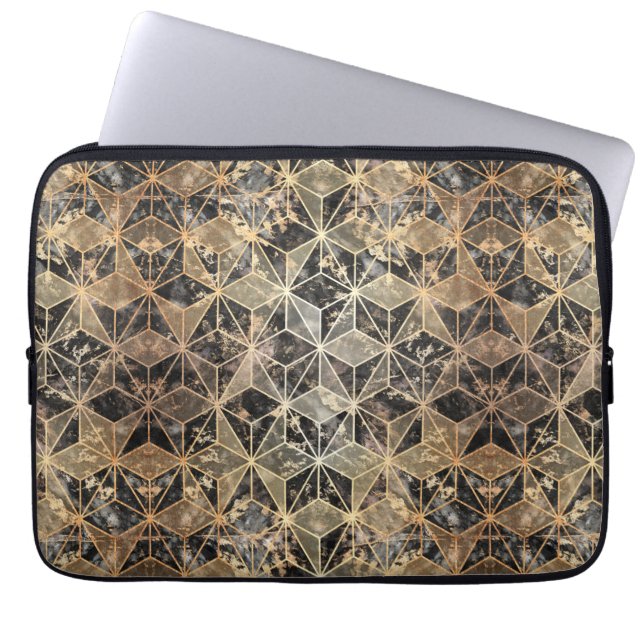 Marmer & Gold Geometric Pattern Laptop Sleeve (Voorkant)