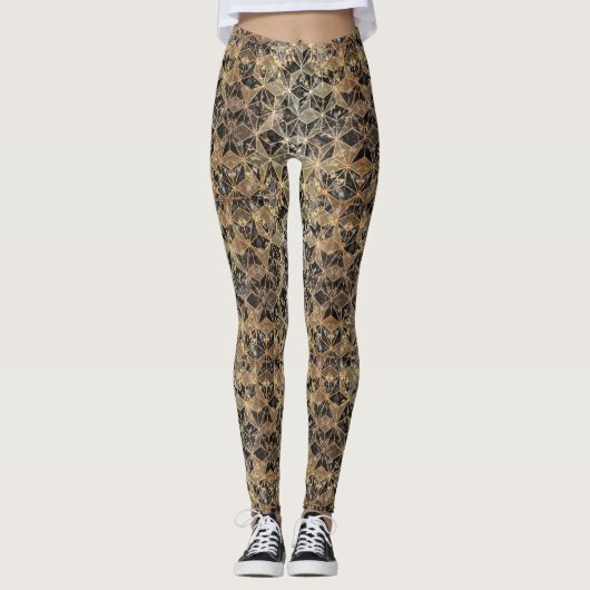 Marmer & Gold Geometric Pattern Leggings (Voorkant)