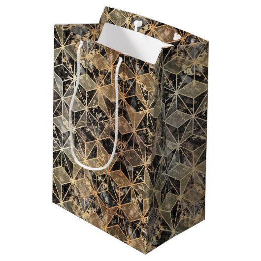 Marmer & Gold Geometric Pattern Medium Cadeauzakje (Achterkant Gekanteld)