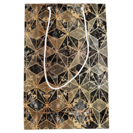 Marmer & Gold Geometric Pattern Medium Cadeauzakje (Voorkant)