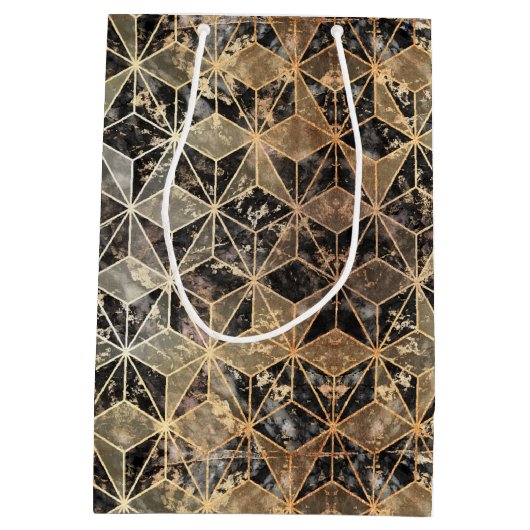 Marmer & Gold Geometric Pattern Medium Cadeauzakje (Achterkant)