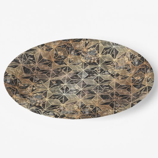 Marmer & Gold Geometric Pattern Papieren Bordje (Gekanteld)