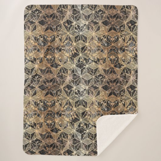Marmer & Gold Geometric Pattern Sherpa Deken (Voorkant)