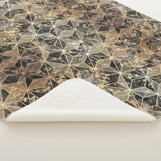 Marmer & Gold Geometric Pattern Sherpa Deken (3/4)