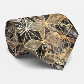 Marmer & Gold Geometric Pattern Stropdas (Opgerold)