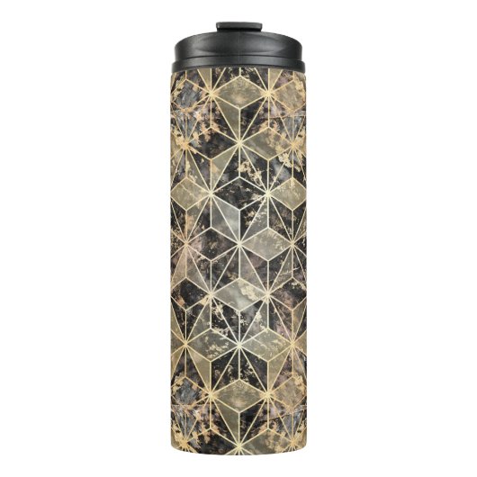 Marmer & Gold Geometric Pattern Thermosbeker (Voorkant)