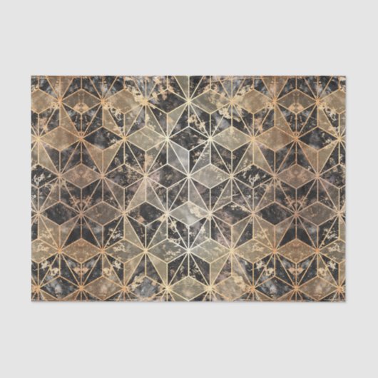 Marmer & Gold Geometric Pattern Tissuepapier (Voorkant)