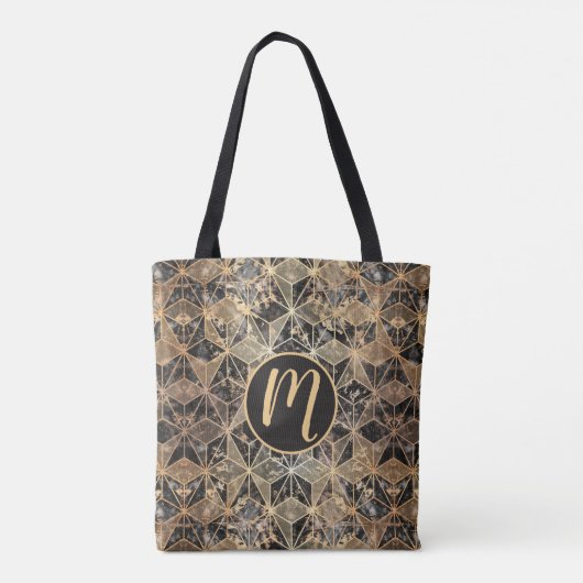 Marmer & Gold Geometric Pattern Tote Bag (Achterkant)