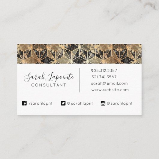 Marmer & Gold Geometric Pattern Visitekaartje (Achterkant)