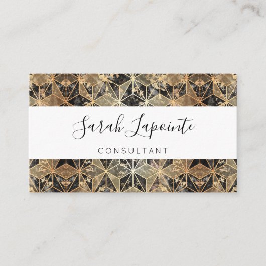 Marmer & Gold Geometric Pattern Visitekaartje (Voorkant)