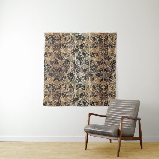 Marmer & Gold Geometric Pattern Wandkleed (In situ)