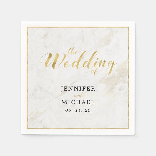 Marmer & Gold | Modern Typography Wedding Napkin Servet (Voorkant)