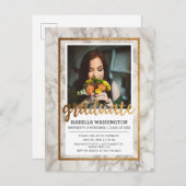 Marmer & Gold Typografie Fotograaf Partij Uitnodiging Briefkaart (Voorkant / Achterkant)